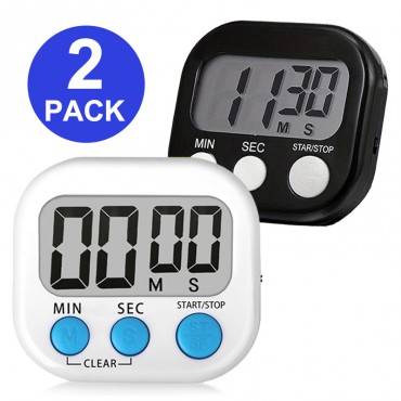 2個パック デジタルキッチンタイマー、マ...