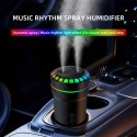 車載加湿器、音楽リズムLEDナイトライト、USB給電式ポータブルアロマディフューザー、300mL容量、<10㎡範囲、ボタン操作、自動スタート＆ストップ、多色環境光、車、寝室、オフィス用