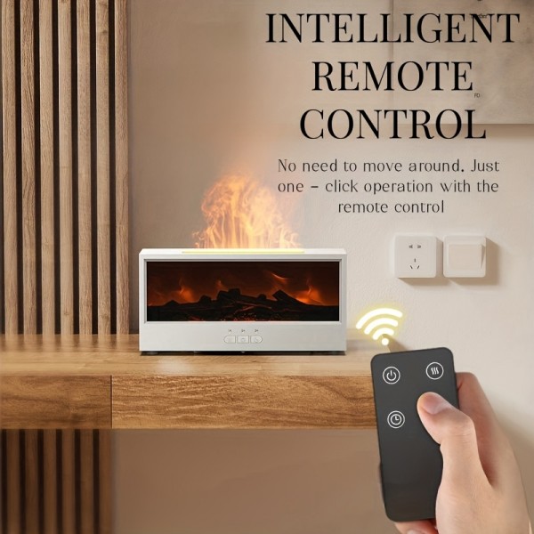 アロマディフューザー 炎 暖炉体験 - USB給電、≤36V、300mL/h加湿、21-30㎡適用面積、リモコン、ナイトライト、水切れ保護、アトマイゼーション、<1L容量、バッテリーなし - 静音動作と環境光