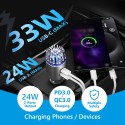 PD3.0 & QC3.0 USB C Type-C & Type-A デュアルポートアダプター付き 2-in-1 急速車載充電器空気清浄機 | iOS および Android スマートフォン、iPhone、Samsung Galaxy、Google Pixel、iPad、タブレット、アクセサリ用の急速充電 | 12V 車載ソケットで使用