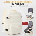 新モデル 大容量真空圧縮バックパック - 耐久性ナイロン、調整可能なストラップ、複数のコンパートメント、タブレットスロット、ボトルホルダー、トロリー用スリーブ、手洗い可能、旅行・ビジネス用、旅行必需品バッグ | ミニマリストバックパック | 調整可能なストラップバッグ