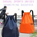 大容量ブルー巾着バックパック - ユニセックススポーツ＆フィットネス旅行用バッグ、調節可能なストラップ、アウトドア冒険用メッシュポケット付き、アウトドアバックパック | 巾着クロージャーバッグ | メッシュポケットバックパック、トラベルバックパック