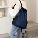 大容量ブルー巾着バックパック - ユニセックススポーツ＆フィットネス旅行用バッグ、調節可能なストラップ、アウトドア冒険用メッシュポケット付き、アウトドアバックパック | 巾着クロージャーバッグ | メッシュポケットバックパック、トラベルバックパック