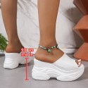 女性用スタイリッシュなホワイトテクスチャードプラットフォームサンダル - 滑り止め厚底、オープントゥ、アンクストラップ、快適夏のカジュアルシューズ、レディースサンダル