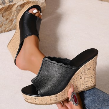 エレガントなブラックレーストリムウェッジ...