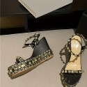 ウェッジソール サンダル レディース 厚底 ストーム 夏 ジュート 美脚 オシャレ バックストラップ 無地 11cmヒール 海辺 休暇 軽量 黒 歩きやすい 女性用 普段履きスタッズ 滑らない 痛くない 厚底サンダル