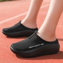 女性のカジュアルスポーツプラットフォームシューズ、EVAソール付きスリップオン通気性ファブリックスニーカー、ラウンドトゥファブリックスリップオン、アンクルストラップ付き、四季対応の非水洗い泉州製カジュアルフットウェア