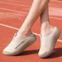 女性のカジュアルスポーツプラットフォームシューズ、EVAソール付きスリップオン通気性ファブリックスニーカー、ラウンドトゥファブリックスリップオン、アンクルストラップ付き、四季対応の非水洗い泉州製カジュアルフットウェア