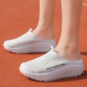 女性のカジュアルスポーツプラットフォームシューズ、EVAソール付きスリップオン通気性ファブリックスニーカー、ラウンドトゥファブリックスリップオン、アンクルストラップ付き、四季対応の非水洗い泉州製カジュアルフットウェア