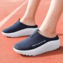 女性のカジュアルスポーツプラットフォームシューズ、EVAソール付きスリップオン通気性ファブリックスニーカー、ラウンドトゥファブリックスリップオン、アンクルストラップ付き、四季対応の非水洗い泉州製カジュアルフットウェア