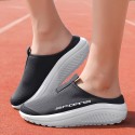 女性のカジュアルスポーツプラットフォームシューズ、EVAソール付きスリップオン通気性ファブリックスニーカー、ラウンドトゥファブリックスリップオン、アンクルストラップ付き、四季対応の非水洗い泉州製カジュアルフットウェア