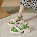 女性の快適なプラットフォームサンダル - オープントゥ、クロージャー、通気性のある素材、夏のビーチシューズ、レディースサンダル