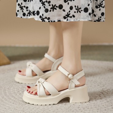 女性の快適なプラットフォームサンダル -...