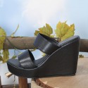 Women's Platform Wedge Sandals、オープントゥダブルストラップスリップオンヒール、スタイリッシュな外出用サンダル