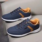 メンズ ネイビーブルー＆オレンジ コント...