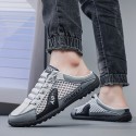 男性用の通気性のあるニットカジュアルスポーツシューズ、スリッパのような簡単に履きやすい、春夏の服に最適です。