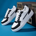 メンズ 軽量通気性PUアッパーカジュアルスニーカー - ロートップレースアップデザイン、EVAクッションソール付き、ホワイト＆コントラストアクセント、オールシーズン用アウトドアランニング・ウォーキング＆日常着