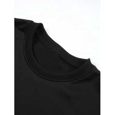 メンズ カジュアル幾何学プリント クルー...