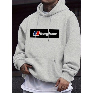 ベルグラウスロゴプリント付きメンズカジュ...