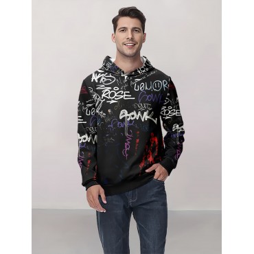 メンズ3Dレタープリントフーディー - ...