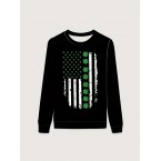 フラッグプリントクルーネックスウェットシ...