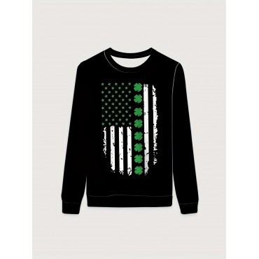 フラッグプリントクルーネックスウェットシ...