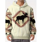 メンズ3Dエルクプリントフーディー - ...