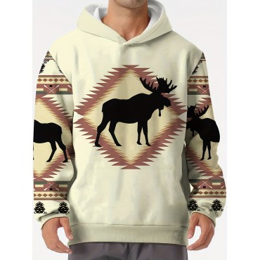 メンズ3Dエルクプリントフーディー - ...